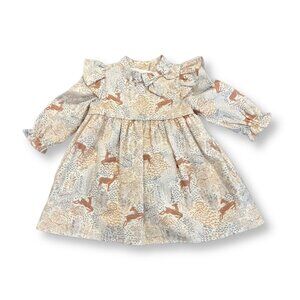 NWT Janie and Jack Girl Nutmeg Cream Deer Twill Dress